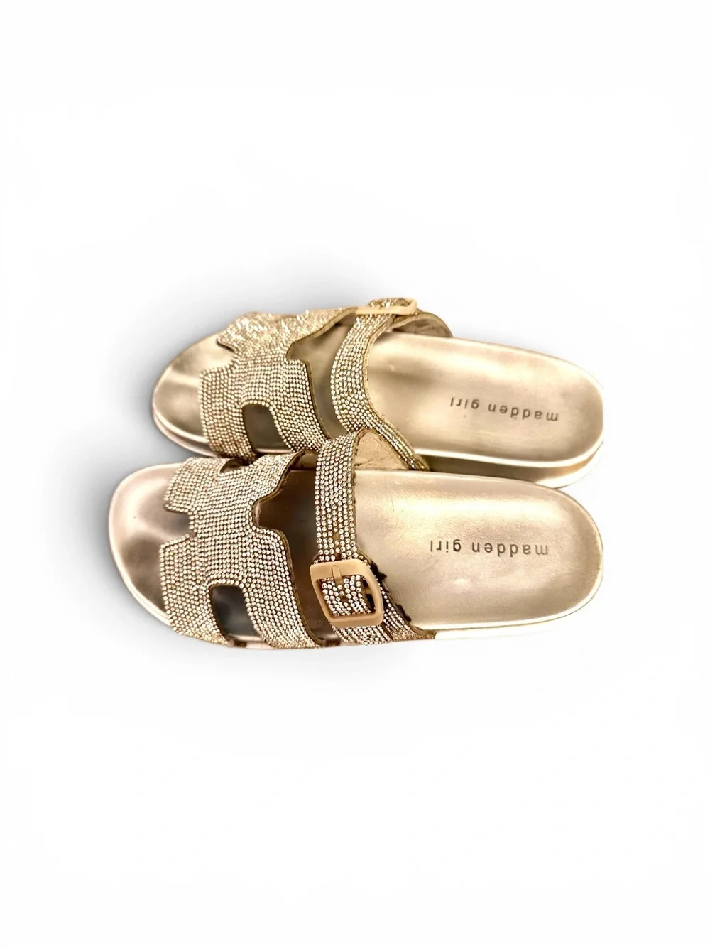 Madden Girl Silver Jeweled Slide Sandals - Size 8